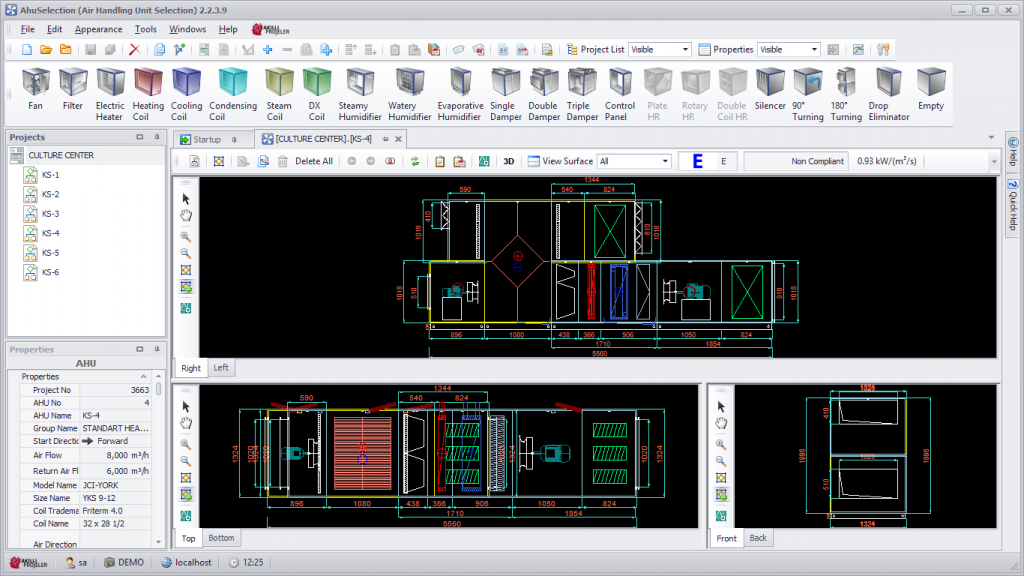 2D drawing of an air handling unit