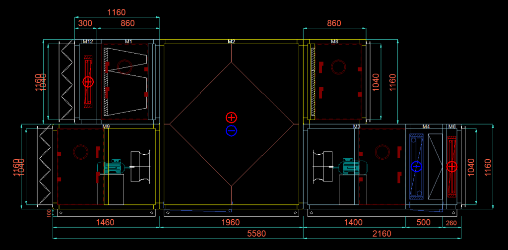 2D drawing of an air handling unit