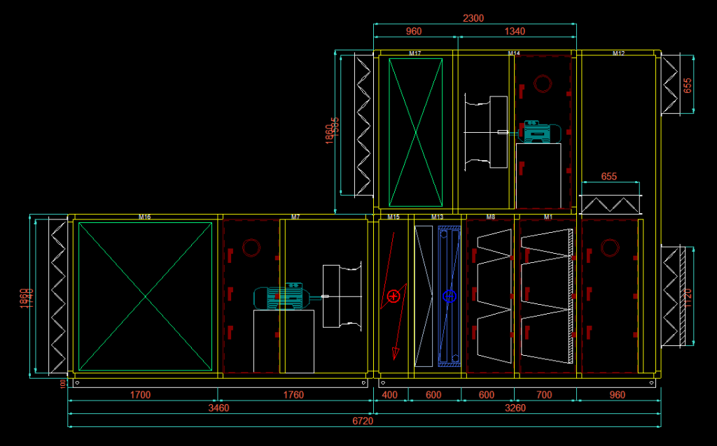 2D drawing of an air handling unit